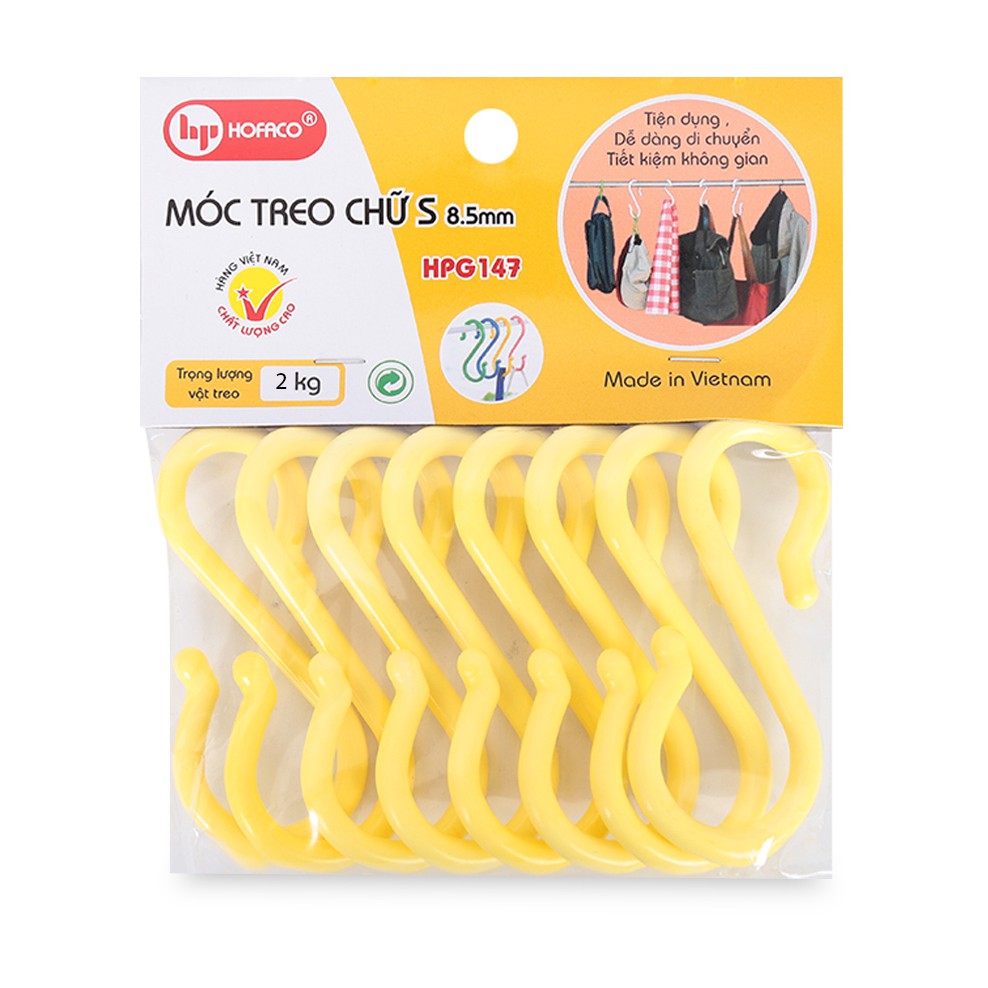 Vỉ 8 móc chữ S Hofaco G175 (6,5cm - 1,5kg)