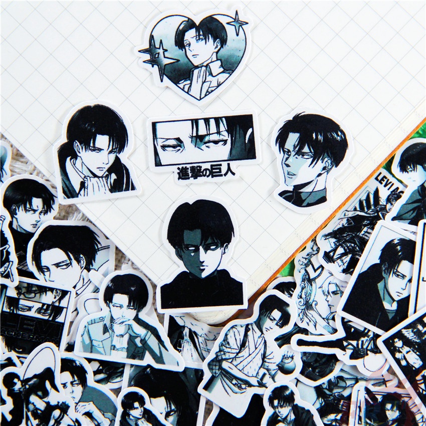 50 Miếng dán hình nhân vật Levi anime Attack On Titan 2-3cm thích hợp trang trí album nhật ký DIY Q-1
