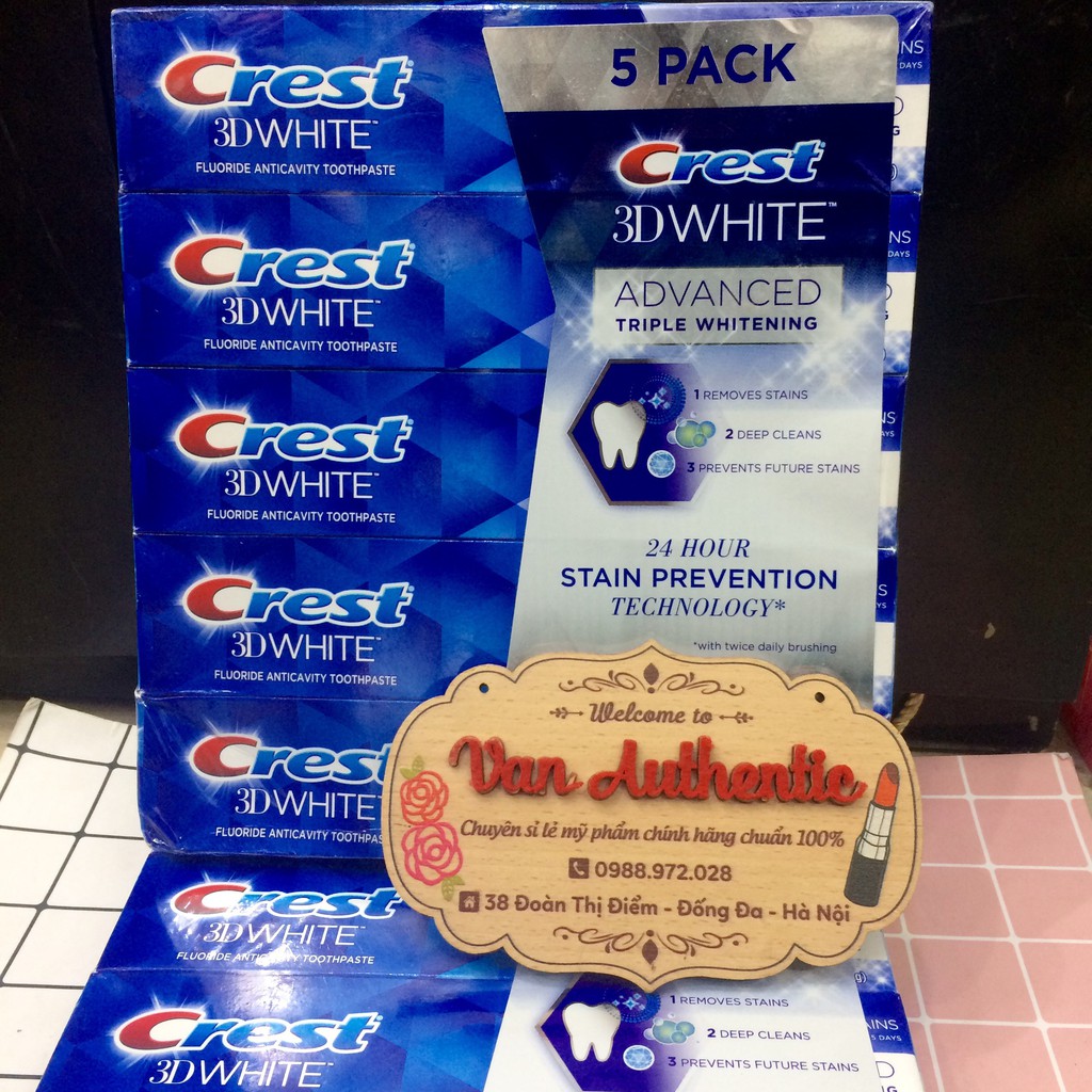 Kem đánh răng Crest 3D Advanced whitening 170G