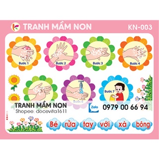 Decal mầm non - 7 bước rửa tay Khổ lớn 127x80