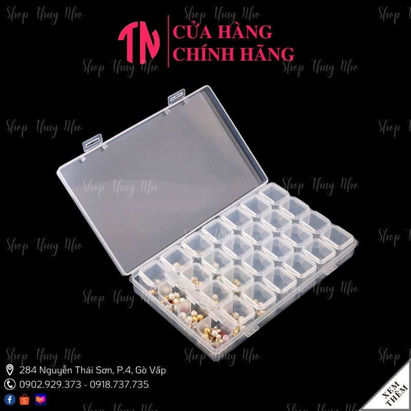Hộp,khay nhựa 28 ô cao cấp đựng đá nail, trang sức, phụ kiện tiện lợi dụng cụ làm móng tay chuyên nghiệp nghệ thuật nail