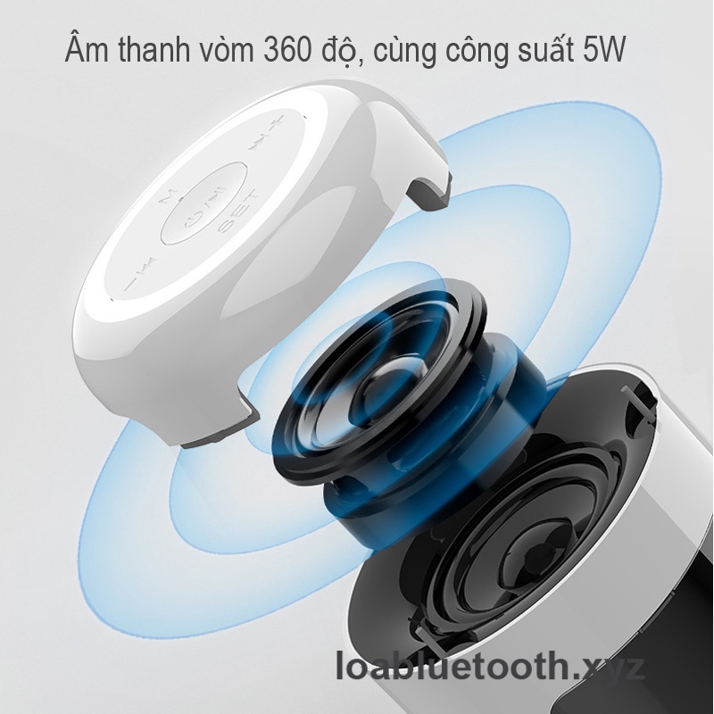 Loa bluetooth mini JM01 giá rẻ, bass mạnh, led hiển thị ngày giờ kèm đồng hồ báo thức, âm thanh vòm 360 độ, pin 8 giờ