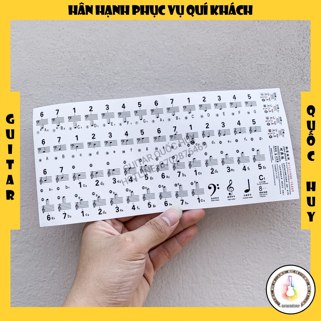 Miếng dán nốt nhạc đàn Piano, Organ - Piano Sticker - Decal Piano