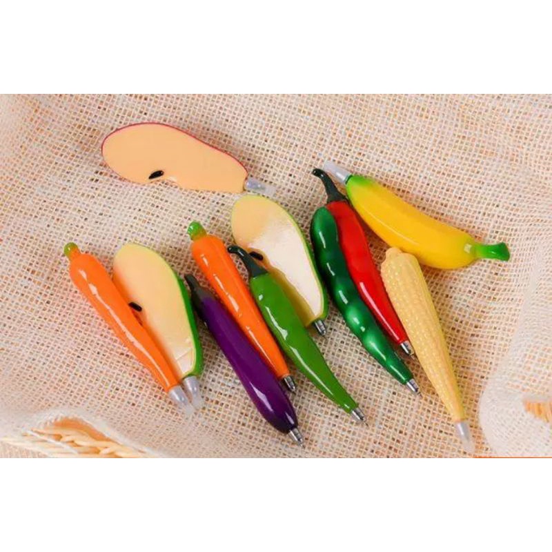 Bút bi hình trái cây, rau củ có nam châm hít tủ lạnh, chơi đồ hàng