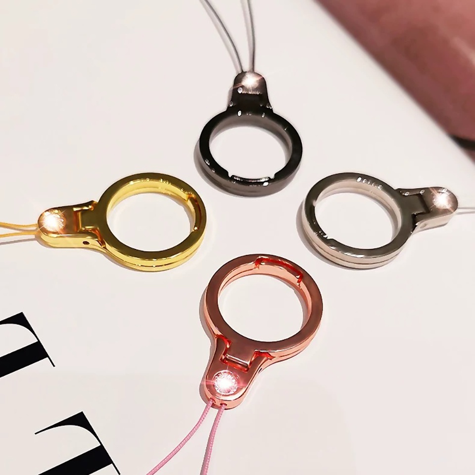 ✅ Dây Đeo Xỏ Ngón Đính Đá Kim Cương Kiêm Giá Đỡ Cho Điện Thoại/Usb/Chìa Khóa, Chống Rơi Rớt, Thất Lạc