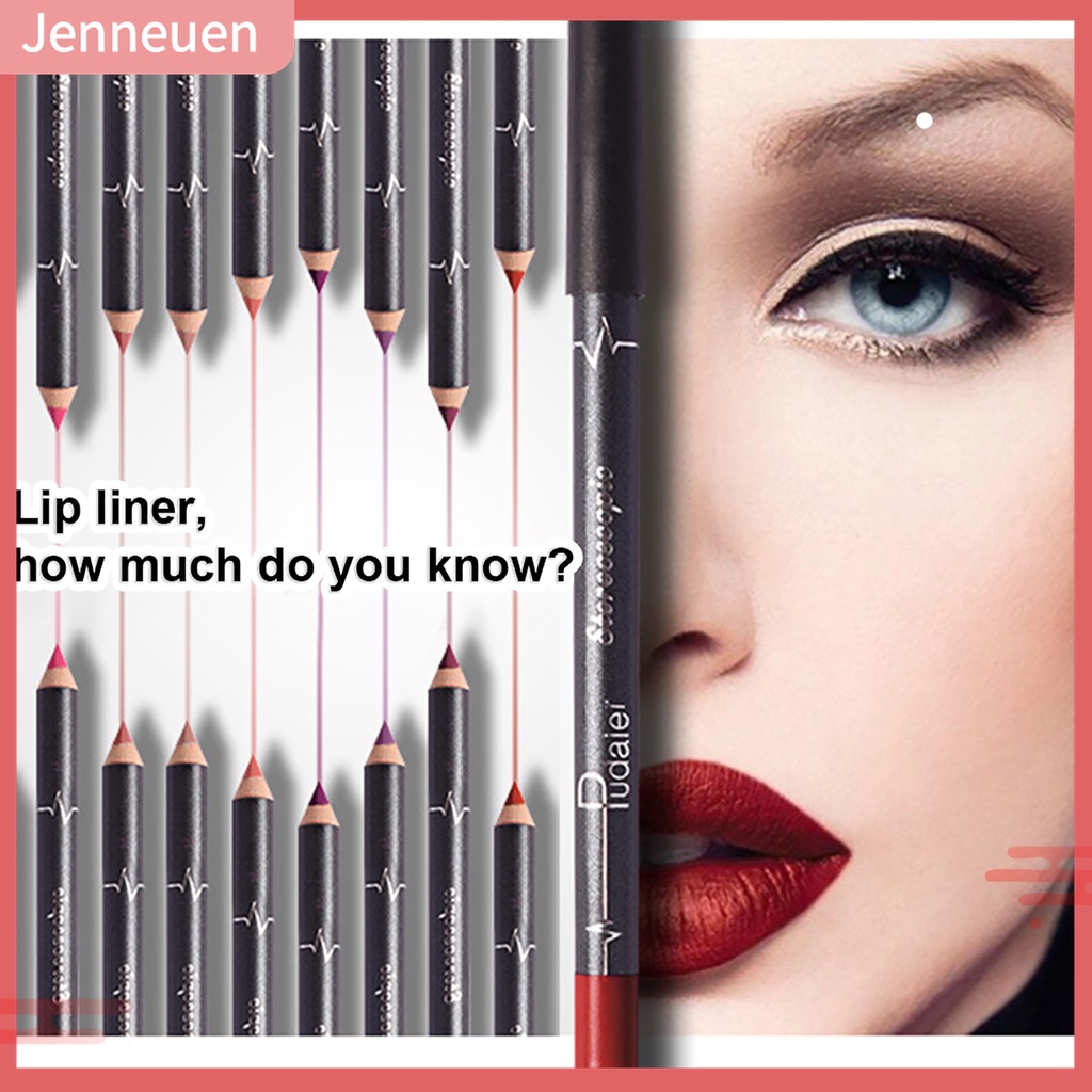 Set 12 Chì Kẻ Viền Môi Lâu Trôi Không Thấm Nước Trọng Lượng Nhẹ Duyên Dáng