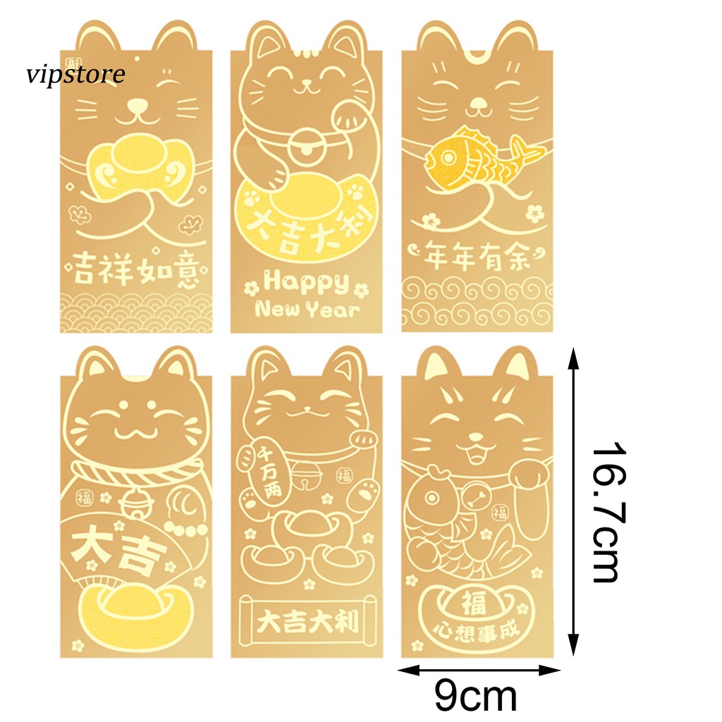 Set 3 bao lì xì hình mèo phong cách Trung Hoa cho năm mới - Lana Queen