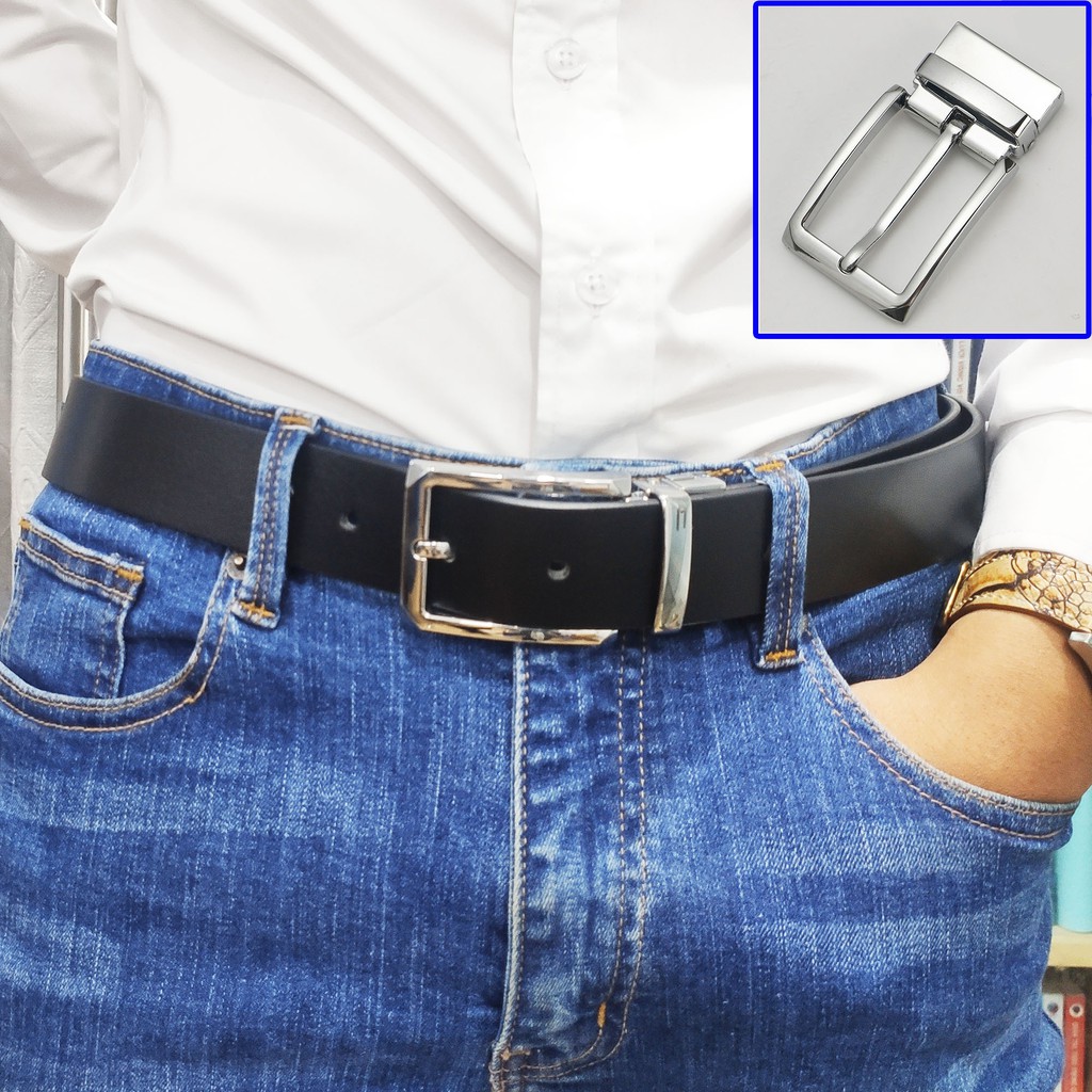 Thắt lưng da bò nguyên tấm màu đen L112 cao cấp-khóa cài nhiều mặt lựa chọn