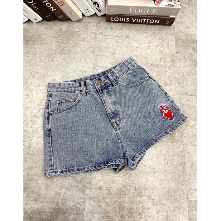 (HÀNG XUẤT XỊN) Quần short jean thêu tim Q2237 M//L//B N//Y HEART DENIM SHORTS Made in Vie full-tem-tag Size S M L