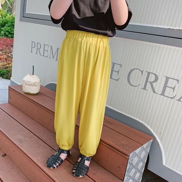 Quần dài thể thao chống muỗi dáng rộng màu sắc trơn phong cách Hàn Quốc thời trang mùa hè dành cho bé gái