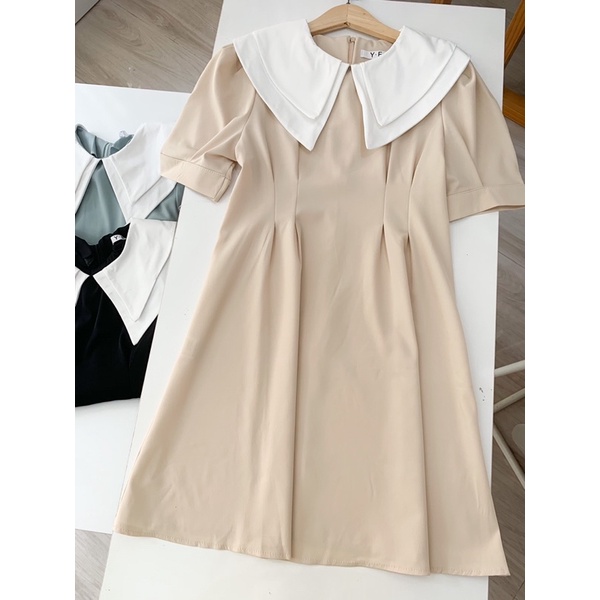 Đầm phối cổ dún eo
