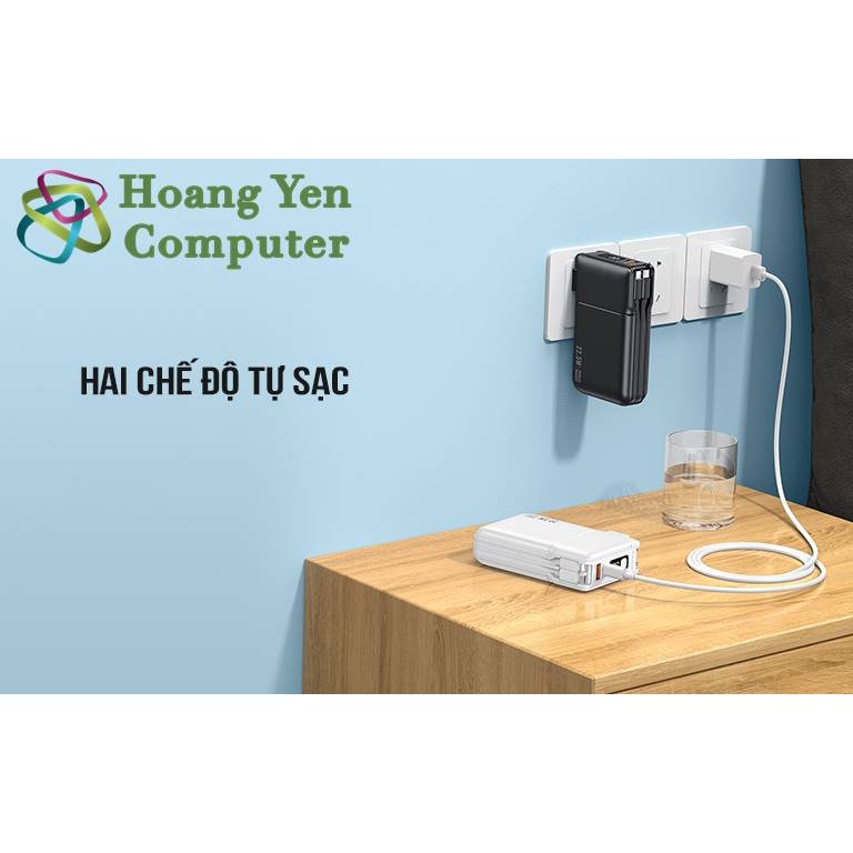 Sạc Dự Phòng Remax RPP-267 20000Mah (Sạc Nhanh QC3.0, VOOC 2.0  PD20W), Tích Hợp Cáp Sạc, Nguồn AC Sạc Trực Tiếp