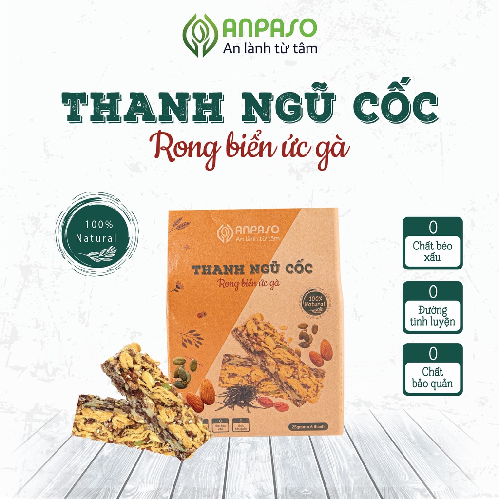 Thanh Ngũ Cốc Rong Biển Ức Gà Anpaso, Ăn Kiêng, Giảm Cân, Eat Clean, bổ sung Protein, vitamin,chất xơ hộp 150g 6 thanh