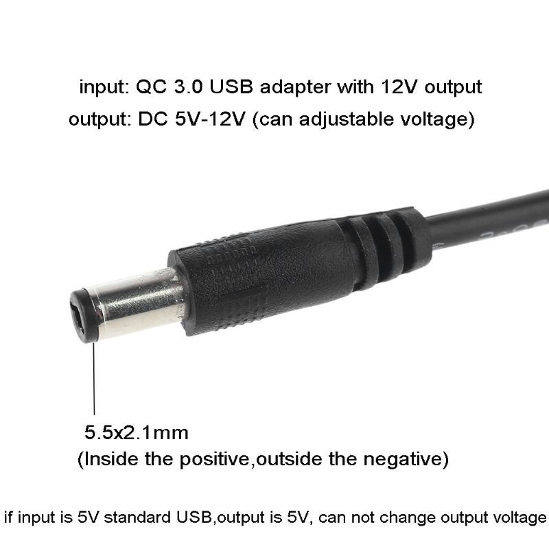 Dây Cáp Nguồn Qc3.0 Usb Sang 5v-12v 5.5x2.1mm Chuyên Dụng Cho Bộ Định Tuyến Wifi