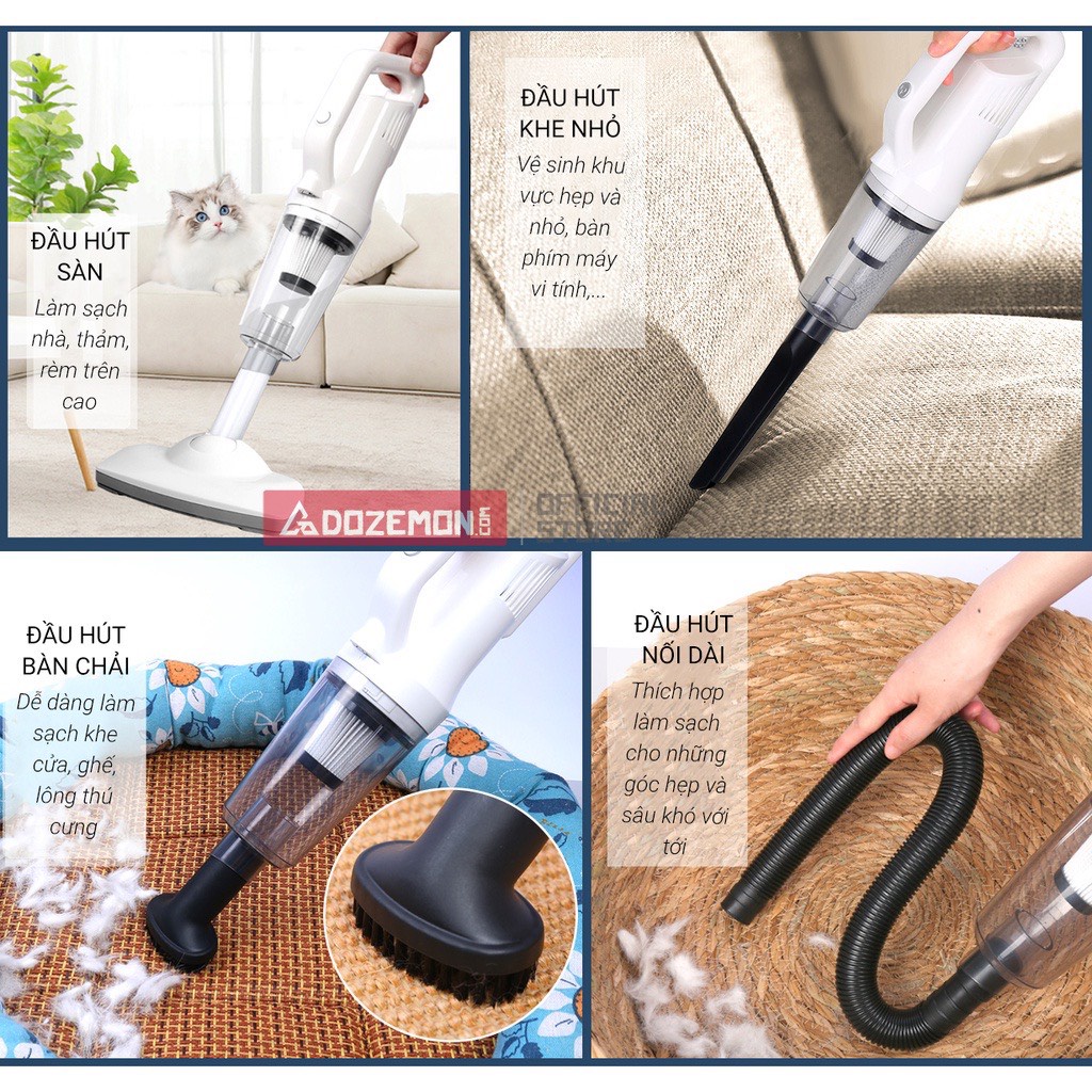 Máy Hút Bụi Cầm Tay Không Dây LT-106EG, Máy Hút Bụi Sàn Nhà Giường Nệm, Ô Tô Lực Hút 12000Pa, Pin 6000 mAh