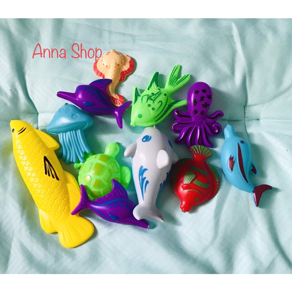 Đồ chơi Câu cá nam châm cho bé trong nước và trên cạn gồm Bể hơi cỡ lớn+Cần câu+Bơm+Cá