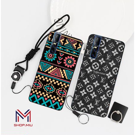 Ốp Vivo V15/S1/IQOO NEO/S1pro/V17/Y91/Y91i/Y93/Y95/Y12/Y15/Y17/U10 lưng cường lực chống xước họa tiết thổ cẩm