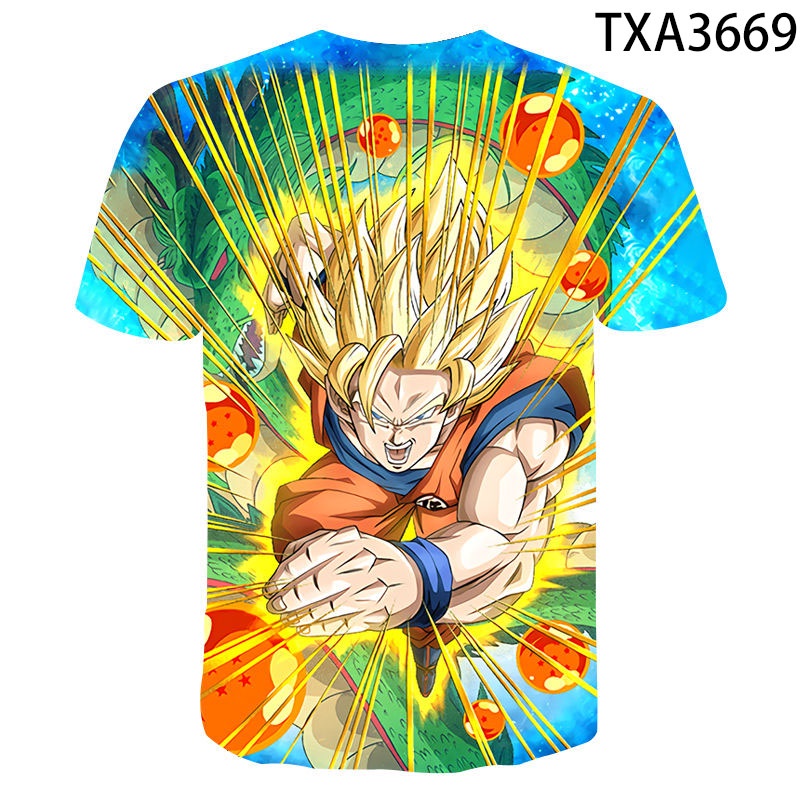 Áo thun tay ngắn in họa tiết Dragon Ball Goku anime thời trang mùa hè dành cho bé trai và bé gái