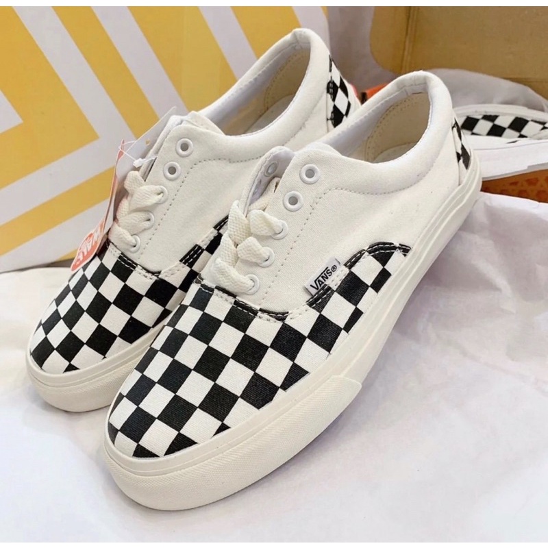 Giày 𝐕𝐀𝐍𝐒 Caro Buộc Dây Viền Trắng, Giày Thể Thao 𝐕𝐀𝐍𝐒 Đen Old Skool Nam Nữ Full Bill Hot Nhất 2022