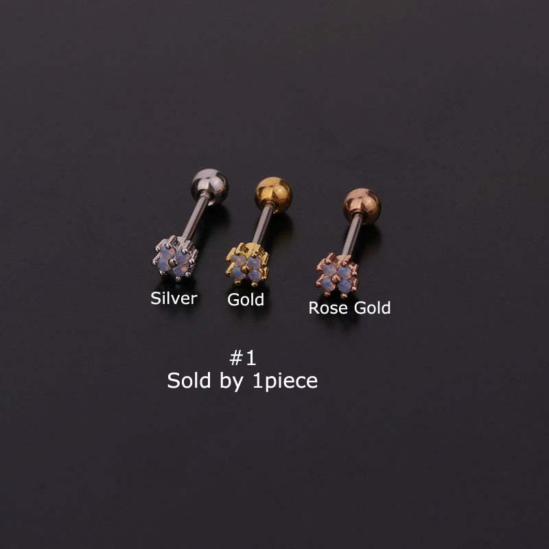 Khuyên Tai Bằng Thép Không Gỉ Đính Đá Zircon Nhiều Màu 20g