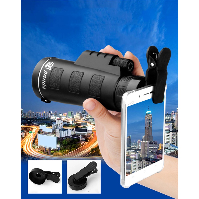 Ống nhòm Panda/ Monocular 1 mắt độ phóng đại đến 40 lần nhìn xa từ 66m – 1800m gắn được vào camera điện thoại