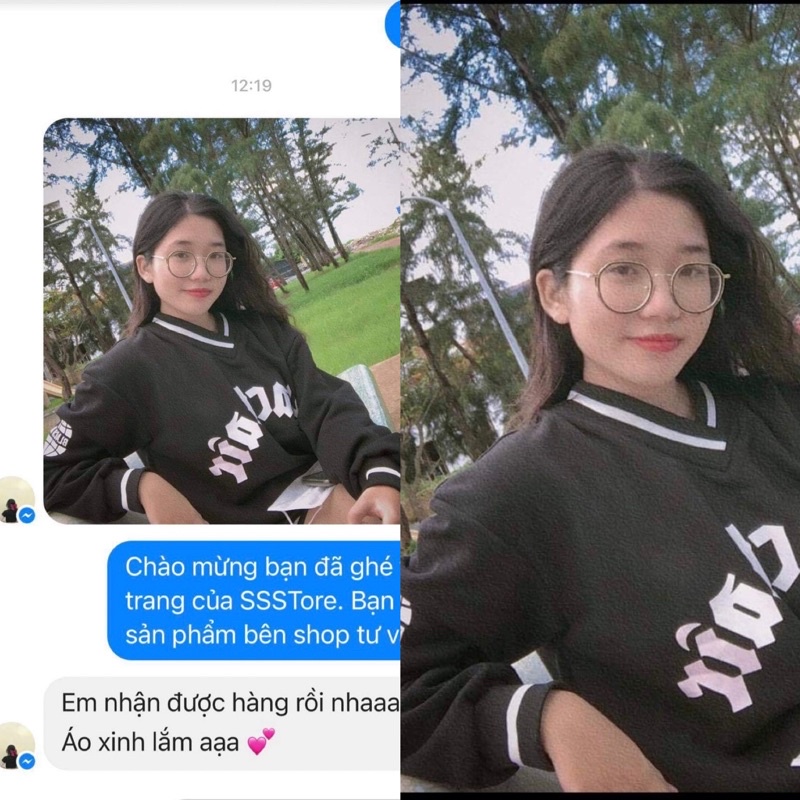 áo sweater viền cổ BLACK ảnh thật unisex