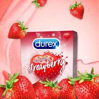 Bao cao su Durex Sensual Strawberry (3 bao/hộp) vị dâu tây tăng thời gian quan hệ Hàng chính hãng [FreeShip – Xả kho cắt