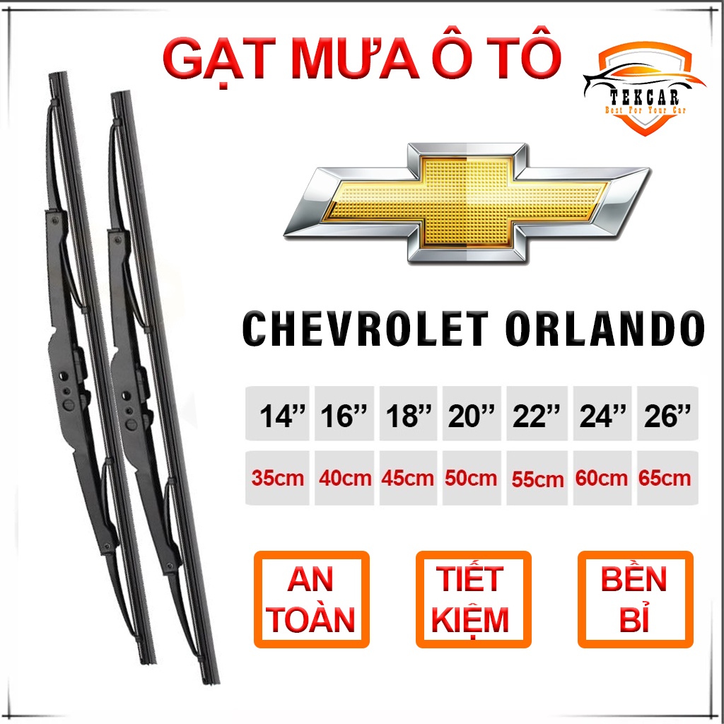 [1 CẶP - CHEVROLET ORLANDO ] Gạt mưa ô tô xe Chevrolet  cần gạt kính khung xương sắt lưỡi silicon, thanh cần lưỡi gạt