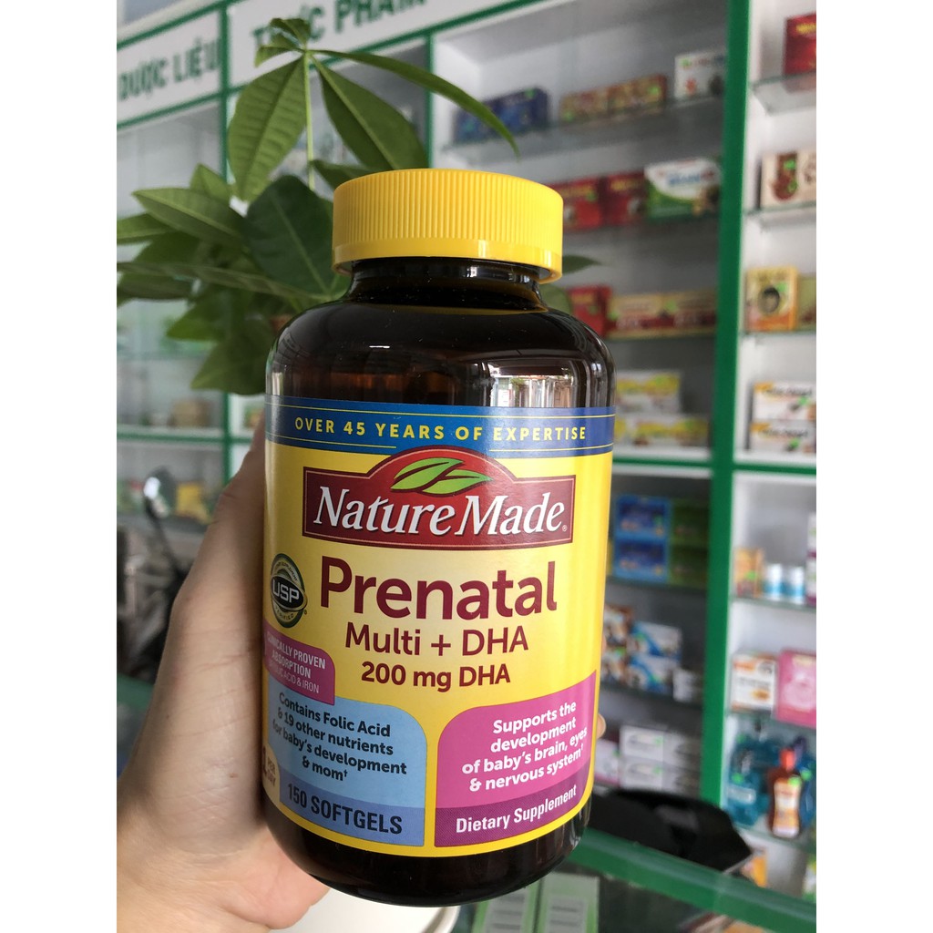 [HÀNG NHẬP KHẨU] Vitamin Bà Bầu Prenatal  Multi + DHA 200mg Nature Made Mỹ 150 Viên