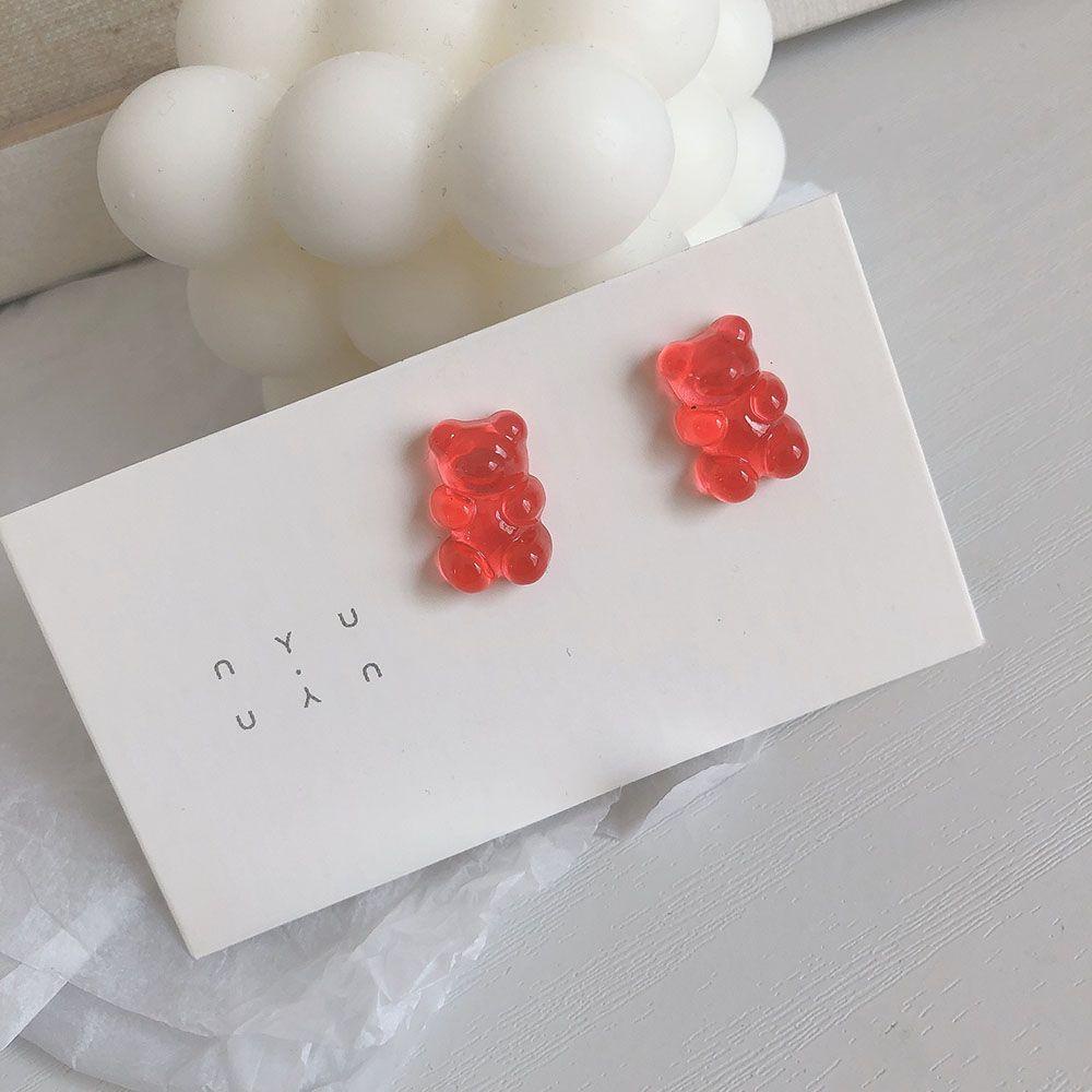 BACK2LIFE Bông Tai Hình Gấu Hoạt Hình Màu Kẹo Ngọt Vui Nhộn