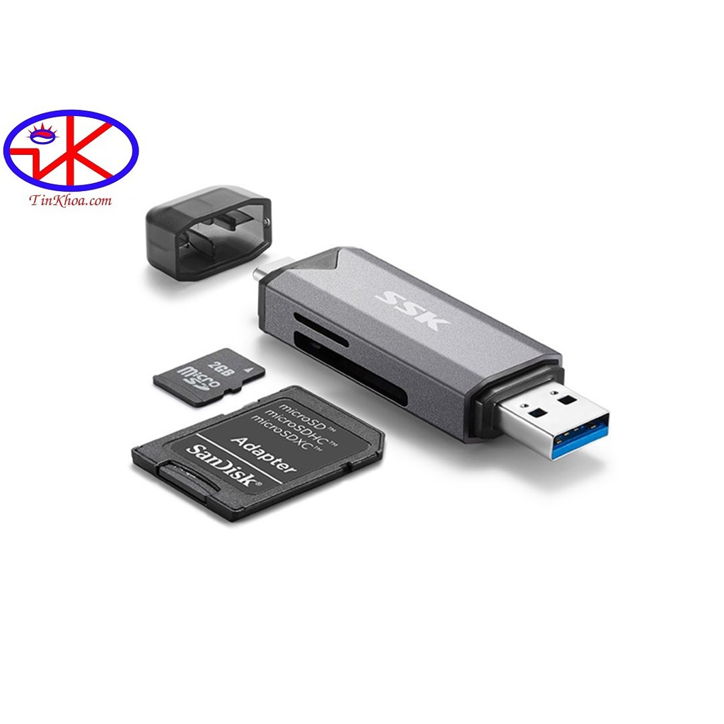 Đầu đọc thẻ nhớ kết nối cổng TYPE-C/USB đọc thẻ TF/SD SSK SCRM 390(SSK M390)