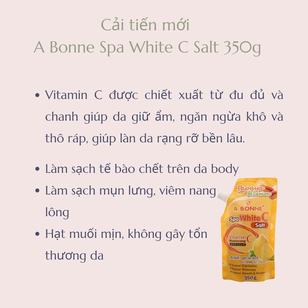 Muối Tắm A Bonne Spa Vitamin C Salt Chiết Xuất Chanh &amp; Đu Đủ 350g | Nuhuwaxing