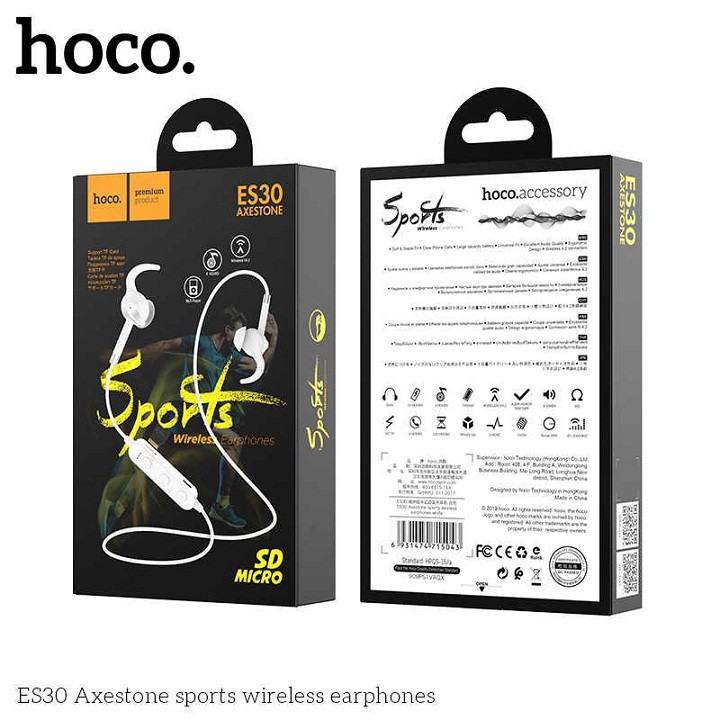 Tai Nghe Bluetooth Thể Thao Hoco ES30 Hỗ Trợ TF Thẻ Không Dây Với Micro Chất Lượng Cao Đa Năng - Tai nghe thể thao