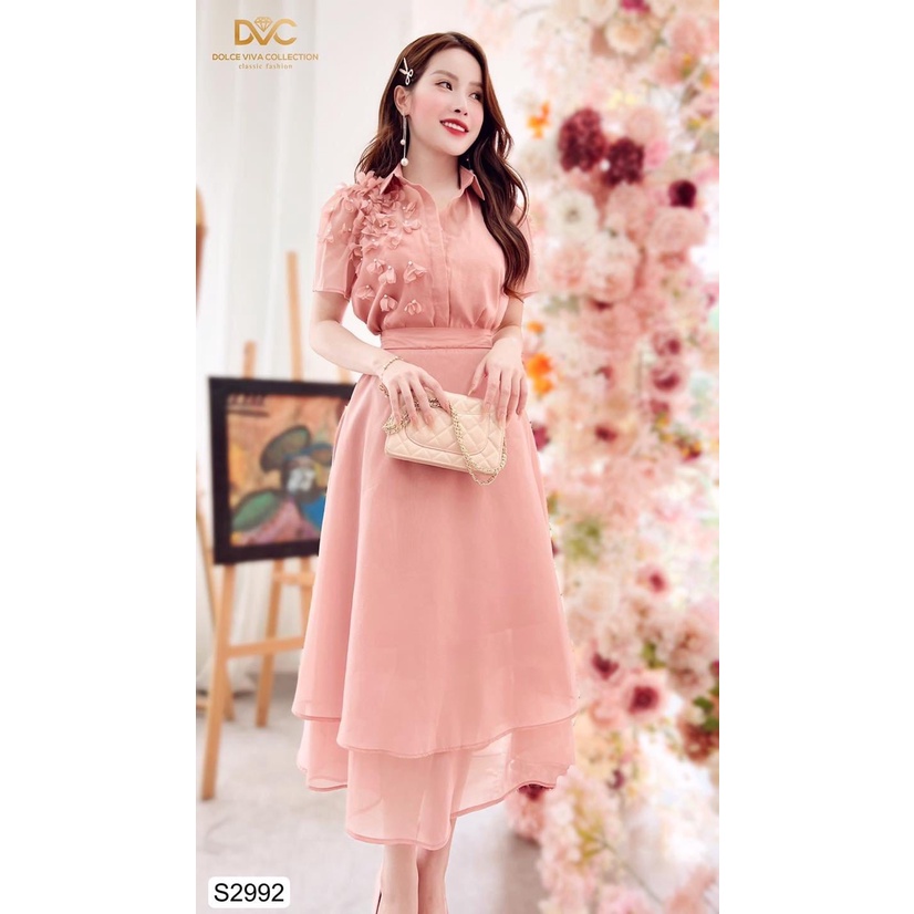 SÉT ÁO SƠ MI KÈM CHÂN VÁY HỒNG XOÈ S2992- DOLCE VIVA COLLECTION