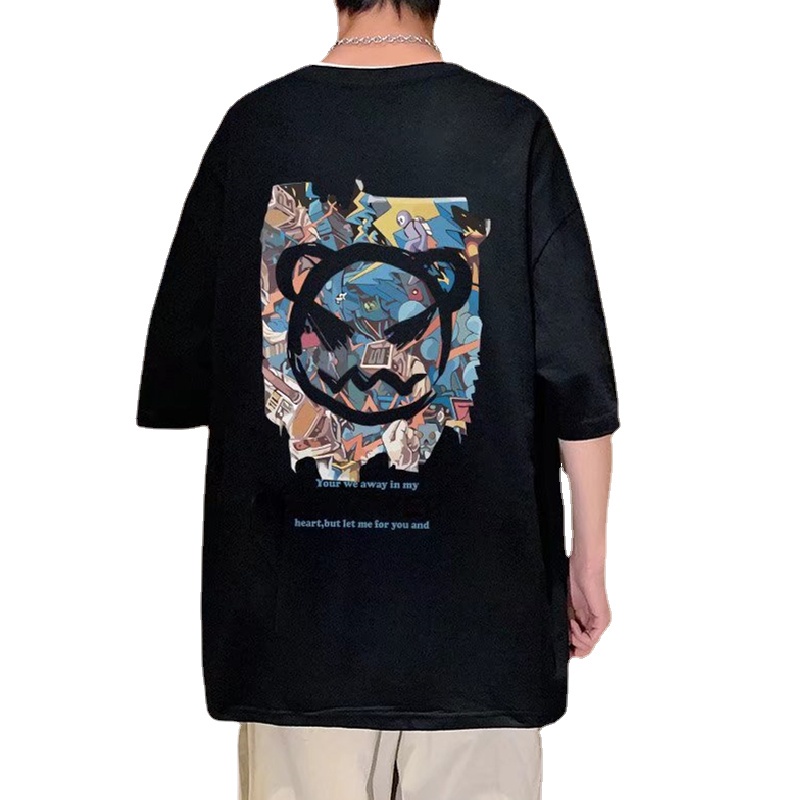 Áo Thun Dáng Rộng In Họa Tiết Hoạt Hình Phong Cách Hàn Quốc Thời Trang Mùa Hè Cho Nam Và Nữ Size M-8XL