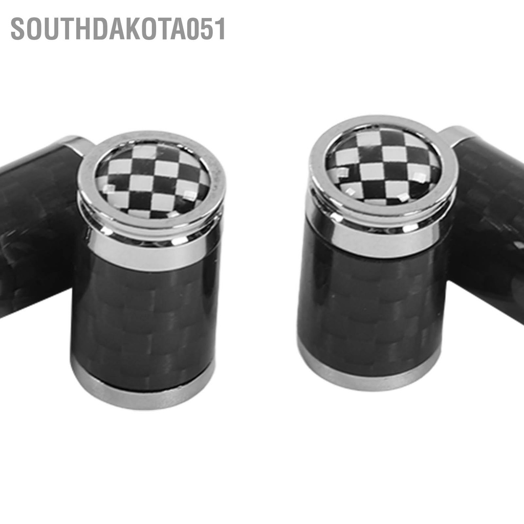 Set 4 cái van lốp ô tô bằng sợi carbon hợp kim nhôm màu đen trắng kẻ sọc thay thế cho Mini Hatch Cabrio
