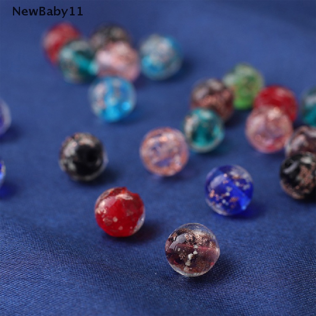 Set 10 Hạt Thủy Tinh Tròn 10mm Phát Sáng Dùng Làm Trang Sức Thủ Công DIY