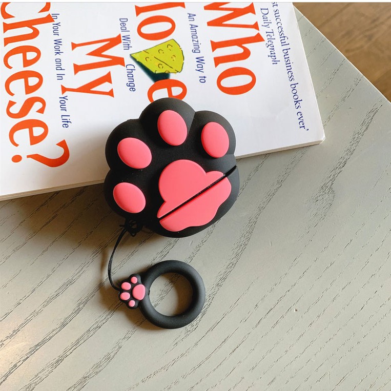 Vỏ Bảo Vệ Hộp Sạc Tai Nghe AirPods 1/2/3/ 3 Pro Bằng Silicon Mềm Hình Dấu Chân Mèo Dễ Thương