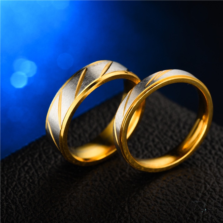 Nhẫn cưới bằng thép titan mạ vàng thời trang cho nam và nữ NoBrandUnisexTitanium ...