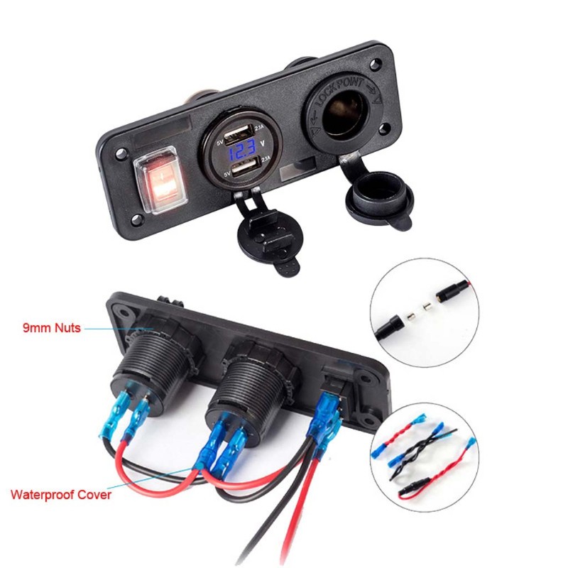 Vôn Kế 2 Cổng Usb 12v 24v Cho Xe Hơi / Tàu Thuyền