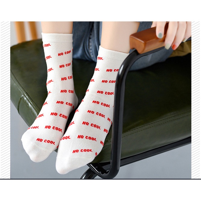 Vớ Tất cotton chữ NO COOL cao cổ Nam Nữ phong cách trẻ trung, năng động.