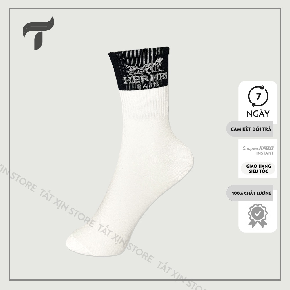 [ Chính Hãng] Tất Vớ Hermes 3 Màu Hàn Quốc Thời Trang Nam Nữ Vải Dệt Kim - TẤT XỊN