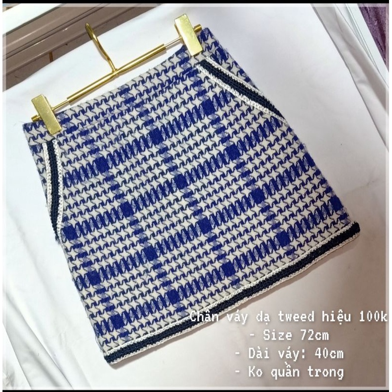 Chân váy dạ tweed hàng 2hand, ảnh mô tả cho đặt hàng trên shopee livetream