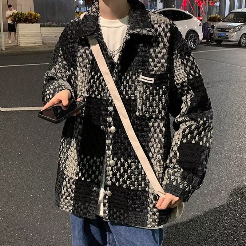 Áo Khoác Nhỏ Cổ Bẻ Họa Tiết Kẻ Sọc Mẫu Mới 2022 Thời Trang Đường Phố Mùa Thu Cao Cấp Cho Nam M - 2XL