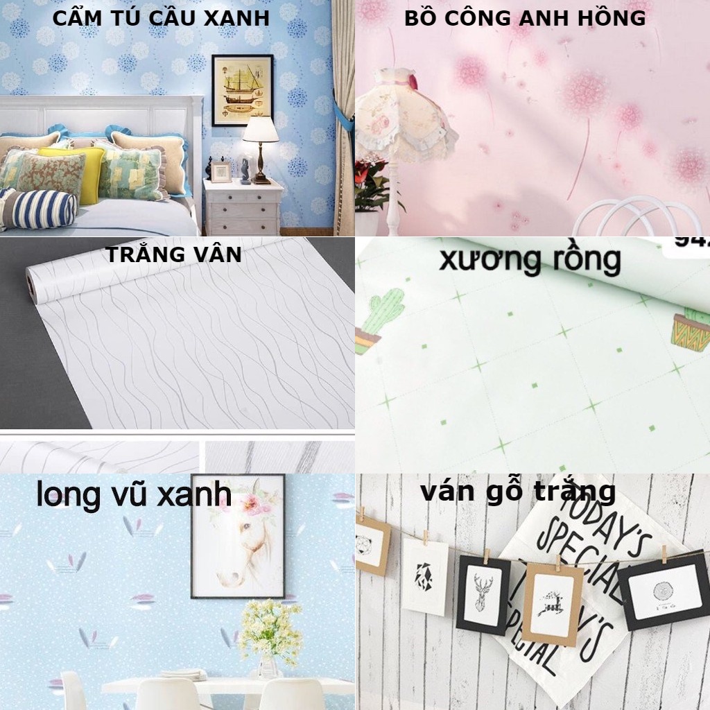 Giấy dán tường màu trơn pastel có sẵn keo khổ rộng 45 cm dài 10 mét / 1 cuộn(decal dán tường)