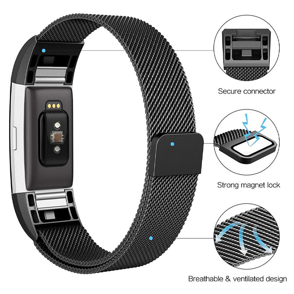 Dây Đeo Inox Milanese Cho Đồng Hồ Thông Minh Fitbit Charge 2