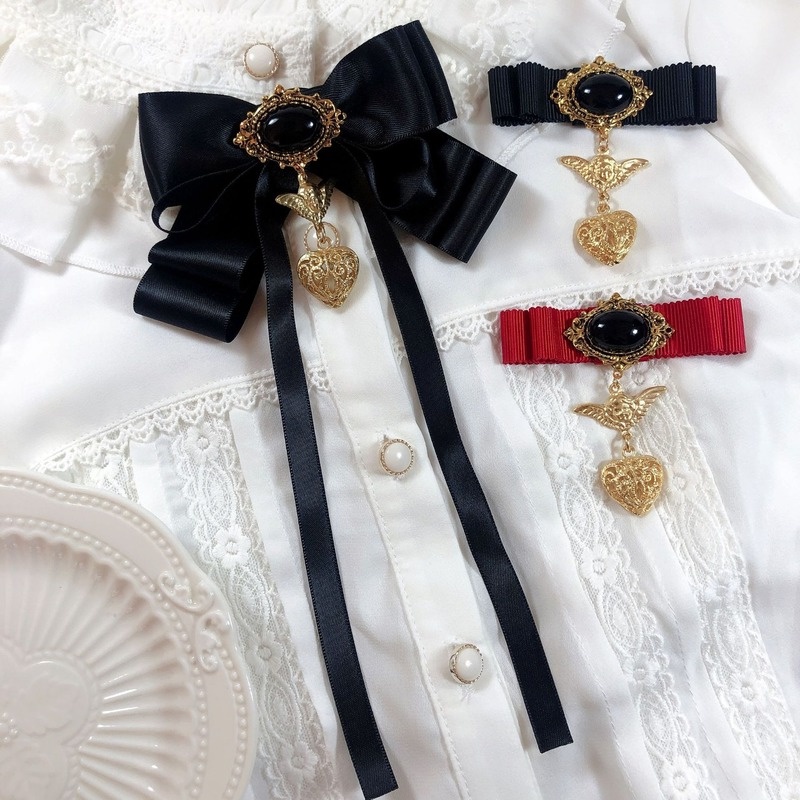 Cà Vạt Nơ Màu Đen Phong Cách Vintage Thời Trang Cho Nữ