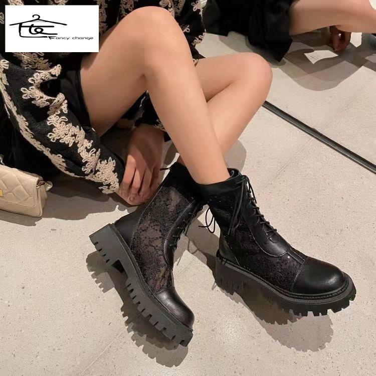 Giày Bốt Martin Dạng Lưới Rỗng Đế Dày Thoáng Khí Thời Trang Xuân Hè Kiểu Mới 2022 Cho Bạn Gái