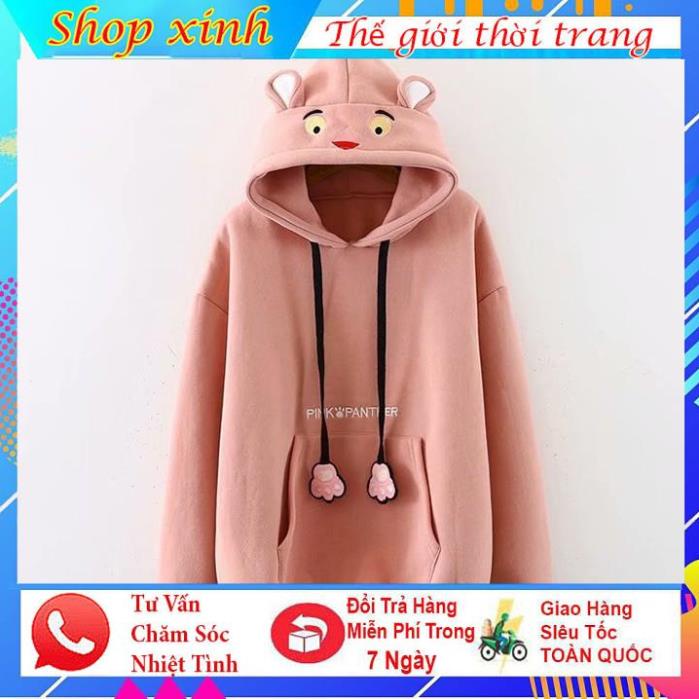 Áo hoodie nữ nỉ thời trang mùa đông freesize thêu mèo tai thỏ dưới 55kg cực Kute cho cô nàng năng động,cá tính. | BigBuy360 - bigbuy360.vn