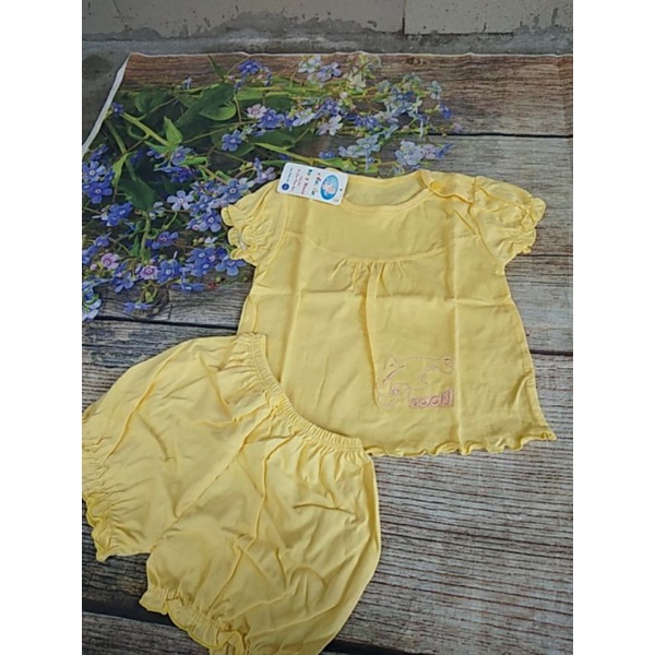 Bộ thun cotton tay ngắn 5 màu cài nút vai mặc nhà bé gái Anan dễ thương cho bé (sơ sinh đến 12kg)